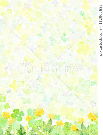 Watercolor dandelion and clover frame Watercolor dandelion and clover frame 112963655