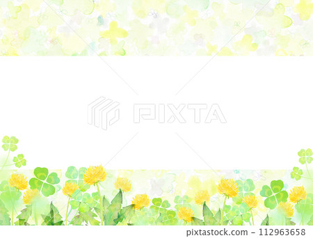 Watercolor dandelion and clover frame 112963658
