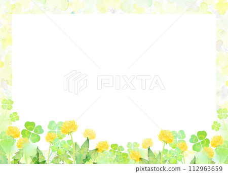 Watercolor dandelion and clover frame Watercolor dandelion and clover frame 112963659