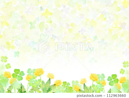 Watercolor dandelion and clover frame 112963660