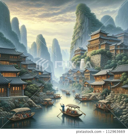 Beautiful rainbow colors in a fantastic world 112963669