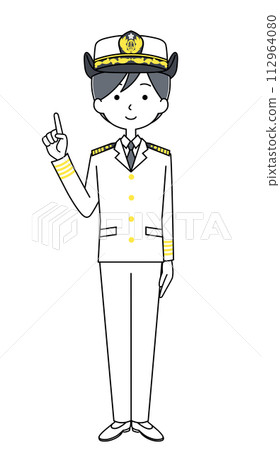 Pointing illustration of Maritime Self-Defense Force (summer uniform) 112964080