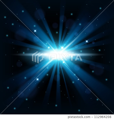 Blue Big Bang Shine From Darkness Background, Vector Illustration 112964208