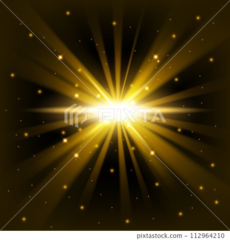 Golden Big Bang Shine From Darkness Background, Vector Illustration Golden Big Bang Shine From Darkness Background, Vector Illustration 112964210