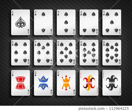Poker Cards Spade Set, Vector Illustration 112964225