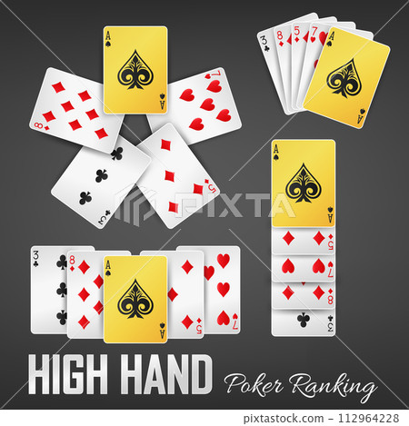 High Hand Poker Ranking Casino Sets, Vector Illustration High Hand Poker Ranking Casino Sets, Vector Illustration 112964228
