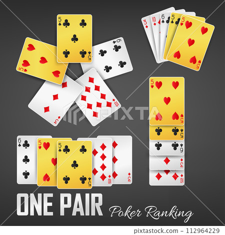 One Pair Poker Ranking Casino Sets, Vector Illustration One Pair Poker Ranking Casino Sets, Vector Illustration 112964229