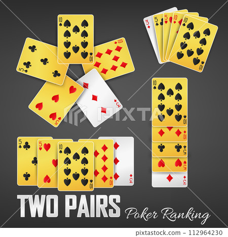 Two Pairs Poker Ranking Casino Sets, Vector Illustration Two Pairs Poker Ranking Casino Sets, Vector Illustration 112964230