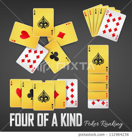Four Of A Kind Poker Ranking Casino Sets, Vector Illustration 112964236