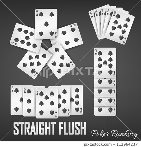 Straight Flush Poker Ranking Casino Sets, Vector Illustration 112964237