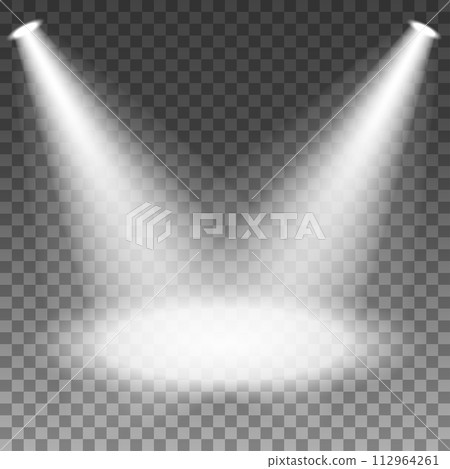 Spotlights Shining On Transparent Background, Vector Illustration 112964261