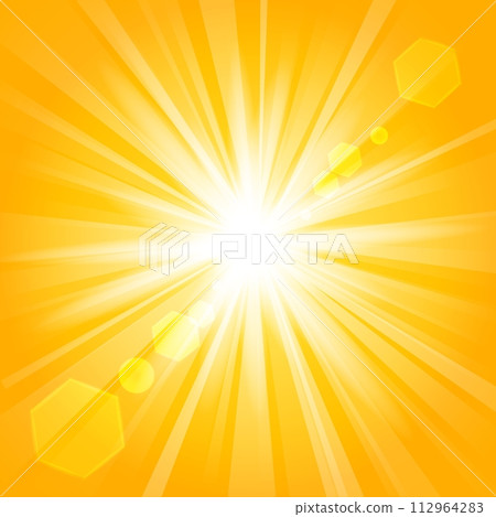 Gold Shine With Lens Flare Background, Vector Illustration 112964283