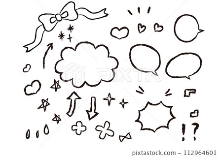 手繪風格箭頭、語音氣泡和絲帶材質集 手繪風格箭頭、語音氣泡和絲帶材質集 112964601