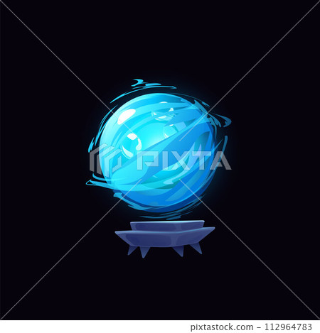 Vector illustration of a blue magic ball with stand on isolated background. 112964783