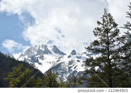 landscape top of Jade dragon snow mountain national park in China landscape top of Jade dragon snow mountain national park in China 112964803