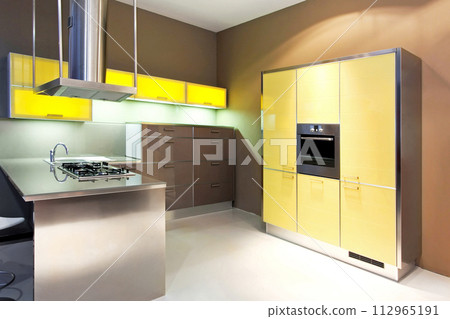 Yellow kitchen angle 112965191