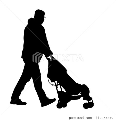 Silhouette on a white background of a parents and children on a walk Silhouette on a white background of a parents and children on a walk 112965259