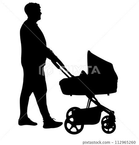 Silhouette on a white background of a parents and children on a walk Silhouette on a white background of a parents and children on a walk 112965260