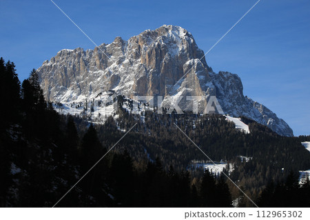 Langkofel, mountain above Wolkenstein, South Tirol. Langkofel, mountain above Wolkenstein, South Tirol. 112965302