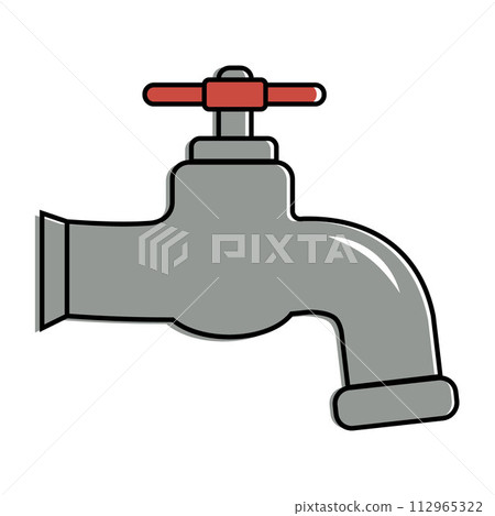 Water tap with falling drop. Isolated on white background. Classical old valve. 112965322