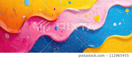 Panoramic childish abstract art as background. Concept of banner, wallpaper, backdrop. 112965455