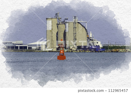 Watercolor style Sakaiminato Matsue City, Shimane Prefecture Watercolor style Sakaiminato Matsue City, Shimane Prefecture 112965457