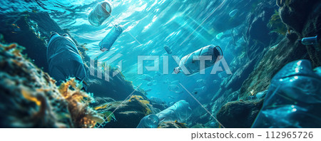 Conceptual background of the water pollution with plastic. 112965726