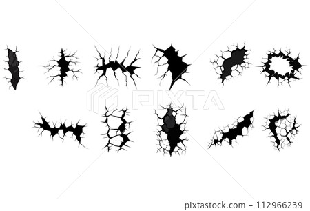 Silhouette of a broken wall, set of crushed brick walls, Cracked Wall Bullet Broken Hole , Silhouette of a broken wall, set of crushed brick walls, Cracked Wall Bullet Broken Hole , 112966239