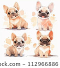 Watercolor paintings of french bulldog puppy. Set of dog portraits 112966886