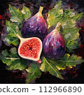 Still life with figs. Square oil painting on canvas, impasto 112966890