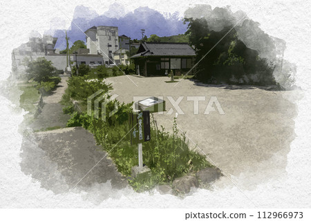 Watercolor style Tamatsukuri Onsen Osusowake Chaya Matsue City, Shimane Prefecture Watercolor style Tamatsukuri Onsen Osusowake Chaya Matsue City, Shimane Prefecture 112966973