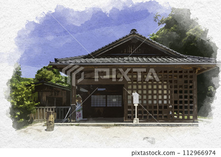 Watercolor style Tamatsukuri Onsen Osusowake Chaya Matsue City, Shimane Prefecture Watercolor style Tamatsukuri Onsen Osusowake Chaya Matsue City, Shimane Prefecture 112966974