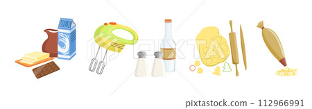 Baking Object with Cooking Utensil and Ingredient Vector Set 112966991
