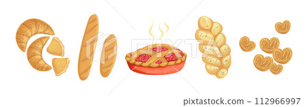 Fresh Baked Pastry and Food from Bakery Vector Set 112966997