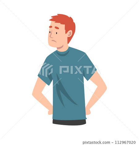 Young Man Standing With His Hands on Hips Feeling Loneliness Vector Illustration Young Man Standing With His Hands on Hips Feeling Loneliness Vector Illustration 112967020