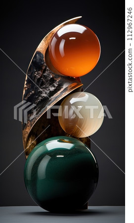 Stack of glass balls, abstract jewelry background wallpaper 112967246