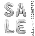 Silver helium balloons forming the word SALE 112967479