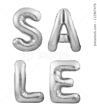 Silver helium balloons forming the word SALE 112967479