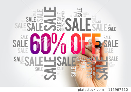 60% OFF Sale word cloud collage, business concept background 112967510