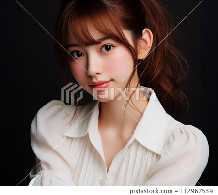 beautiful girl in white blouse 112967539