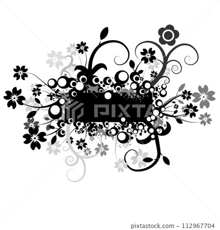 Black abstraction with flowers 112967704