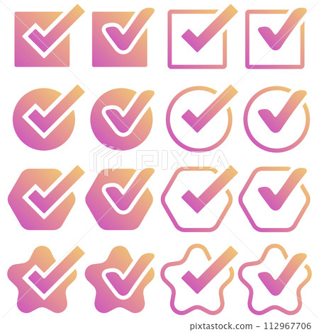 Collection of checkmark buttons in two variants Collection of checkmark buttons in two variants 112967706