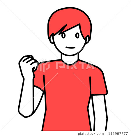 A man wearing a T-shirt with a fist pump 112967777