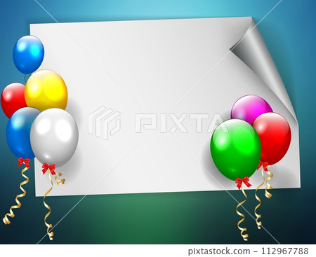 Birthday Sign With Colorful Balloons, Vector Illustration 112967788