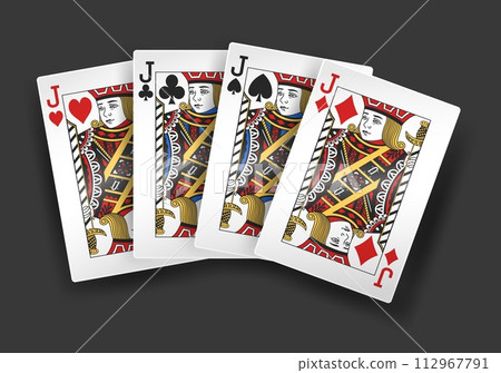 4 Of A Kind Jacks Poker Playing Card, Vector Illustration 4 Of A Kind Jacks Poker Playing Card, Vector Illustration 112967791