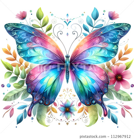 Colorful Watercolor butterfly PNG isolated on transparent background 112967912
