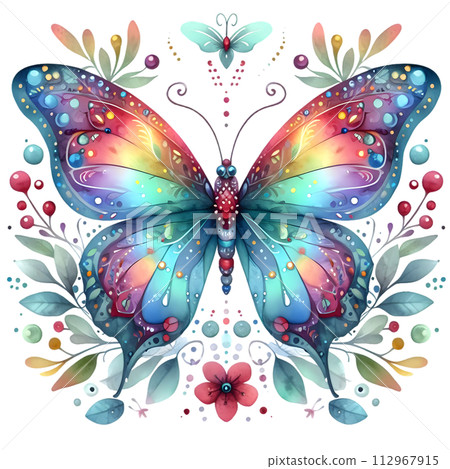 Colorful Watercolor butterfly PNG isolated on transparent background 112967915