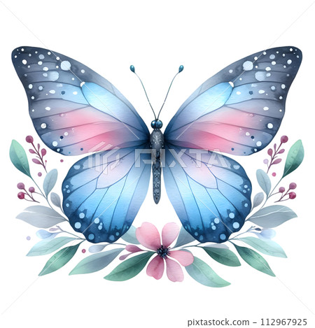 Colorful Watercolor butterfly PNG isolated on transparent background 112967925