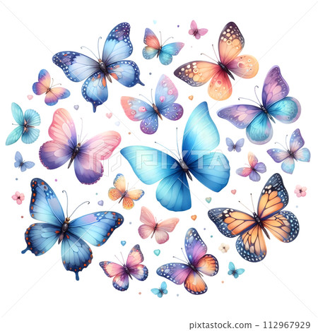 Colorful Watercolor butterfly PNG isolated on transparent background 112967929