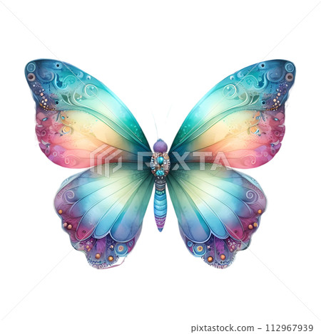 Colorful Watercolor butterfly PNG isolated on transparent background 112967939